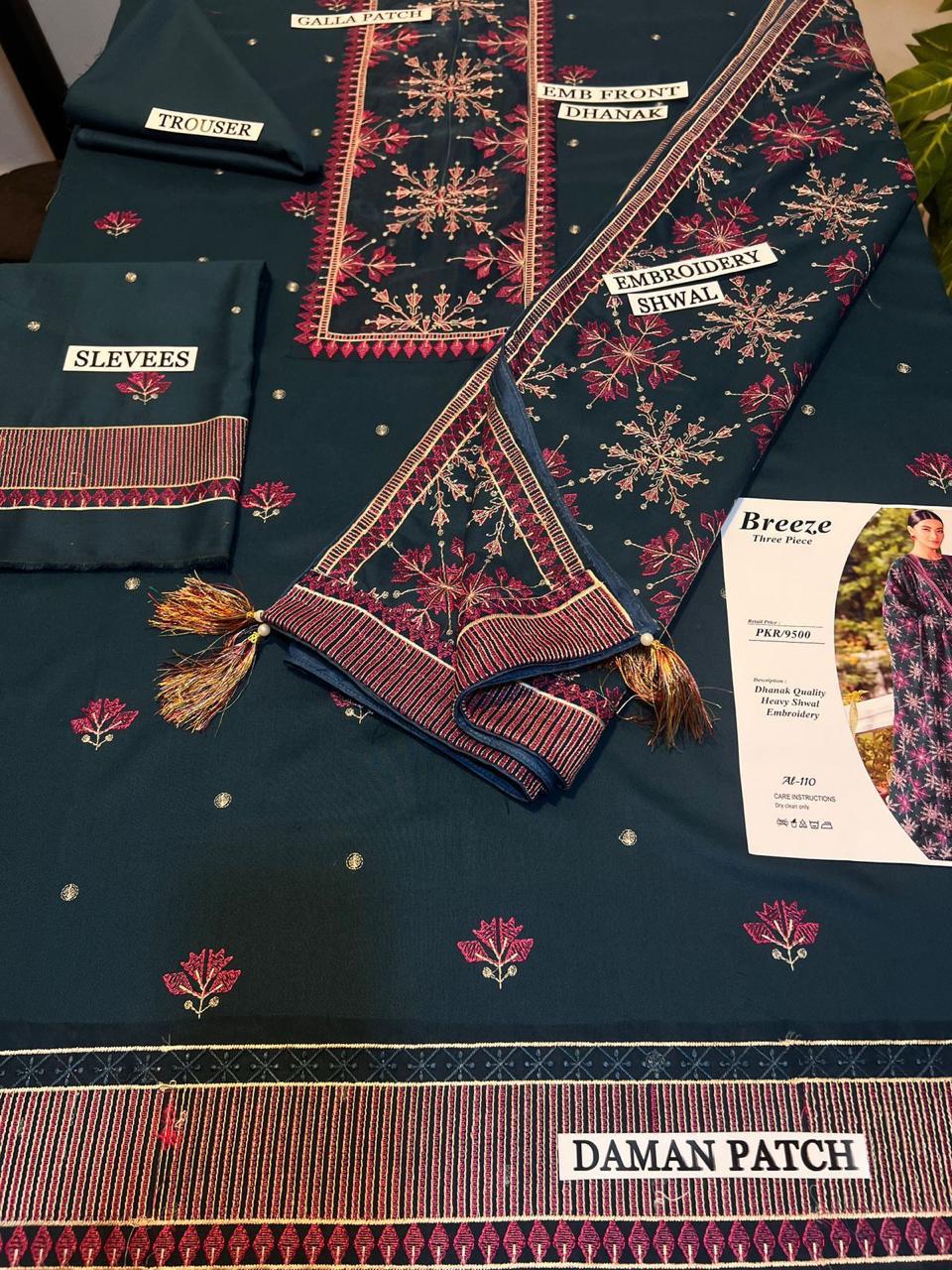 Fully Embroidered 3PC Dress With Heavy EMB Shawl - W3