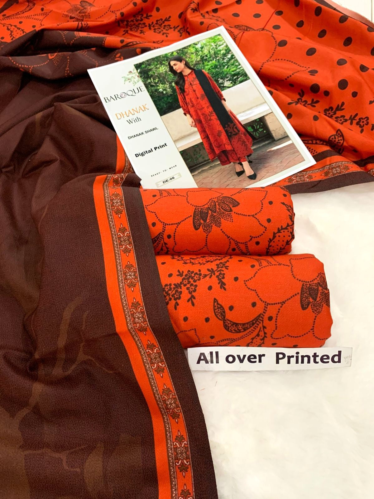 Khaddar Printed 3PC Unstitched With Khaddar Shawl- P116