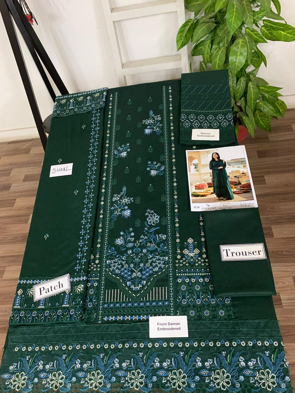 EMB 3PC Dhanak Unstitched Winter Dress With EMB Shawl- DE-138