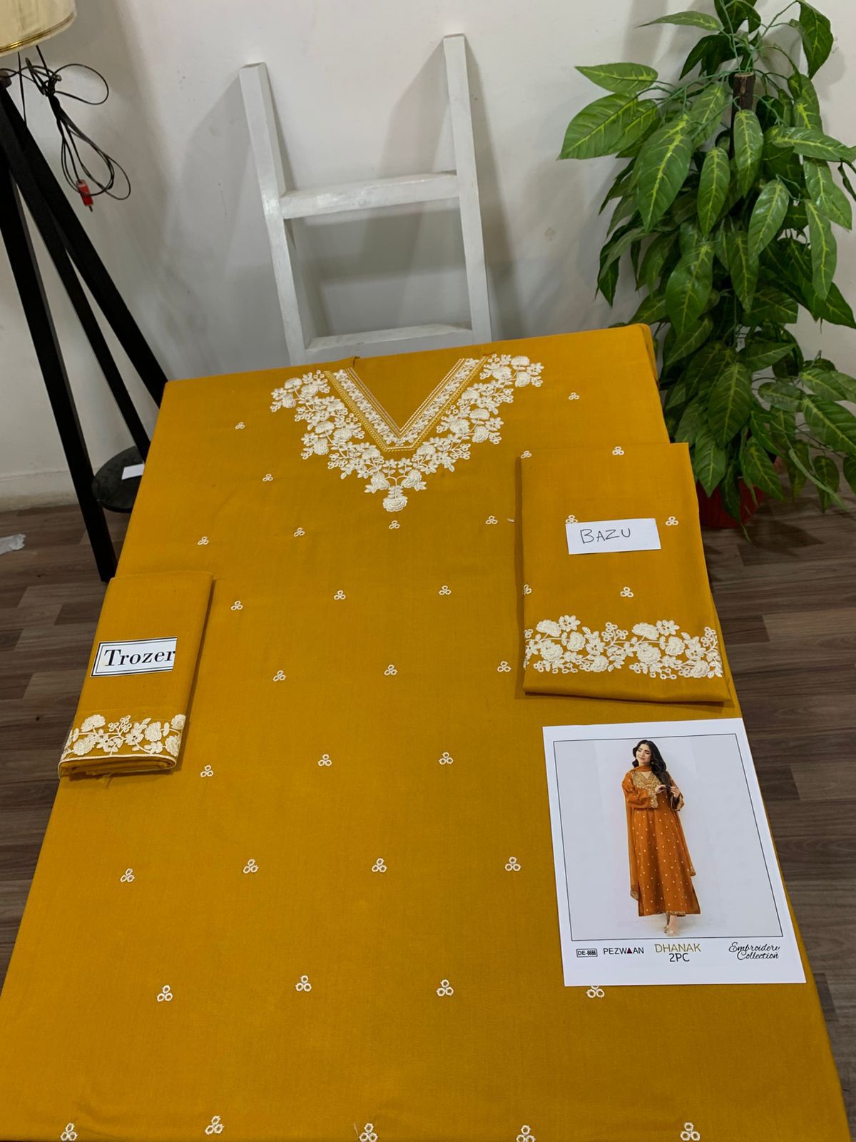 Embroidered 2Pc Dhanak Unstitched Winter Dress With EMB Patches - W636