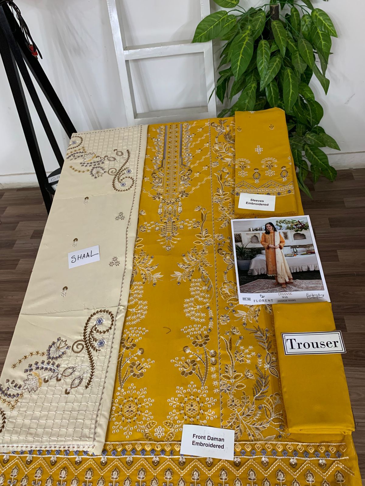 EMB 3PC Unstitched Winter Dress With EMB Shawl- DE-142