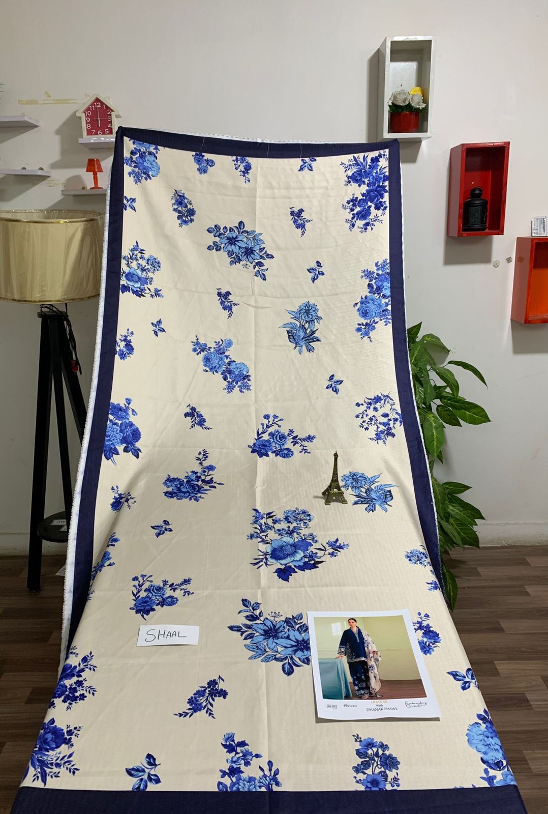 EMB 3PC Unstitched Winter Dress With Printed Pashmina Shawl- DE-121B