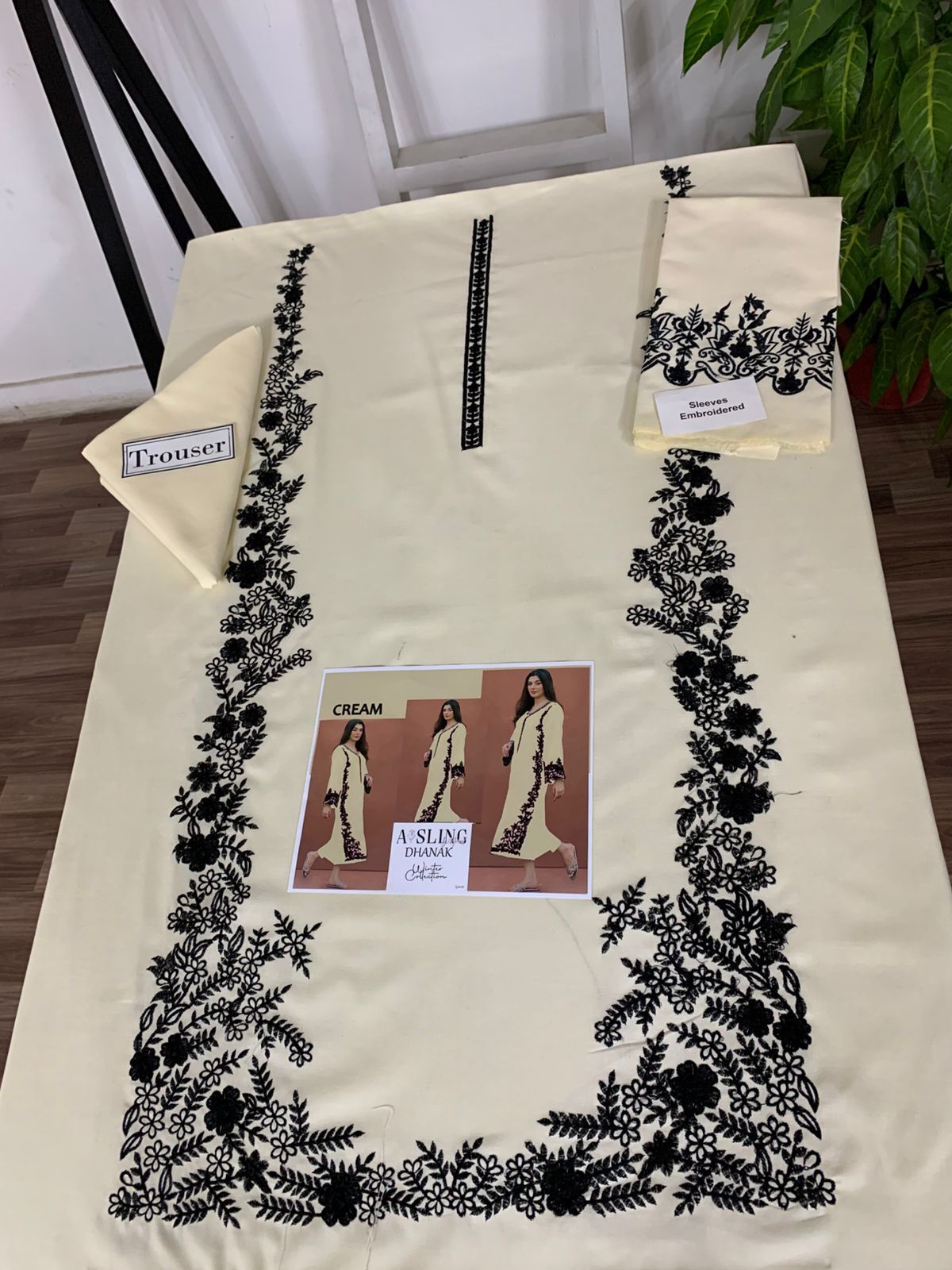 Embroidered 2Pc Dhanak Unstitched Winter Dress With EMB Patches - W628