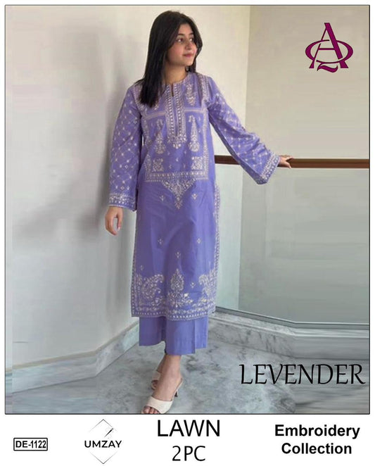 Embroidered 2Pc Lawn Unstitched Summer Dress DE-1122VN