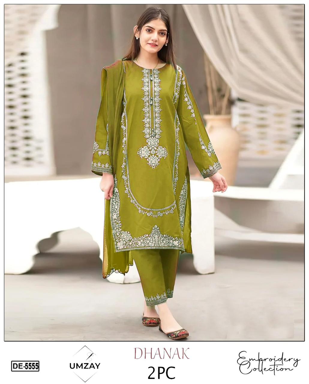 Embroidered 2Pc Dhanak Unstitched Winter Dress With EMB Patches - DE-55PT