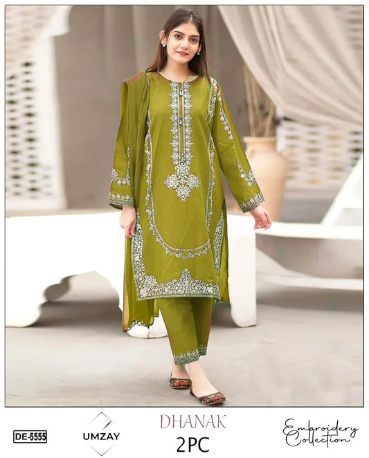 Embroidered 2Pc Dhanak Unstitched Winter Dress With EMB Patches - DE-55N