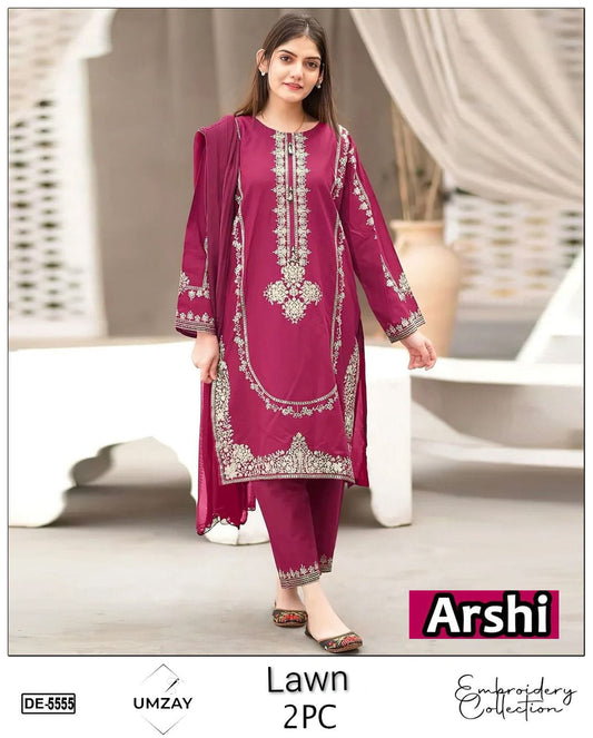 Embroidered 2Pc Lawn Unstitched Summer Dress DE-55AR