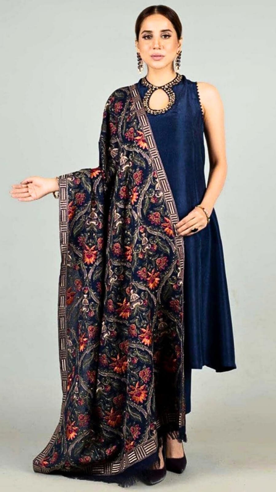 Fully Embroidered 3PC Dress With Dhanak Heavy EMB Shawl - DH017