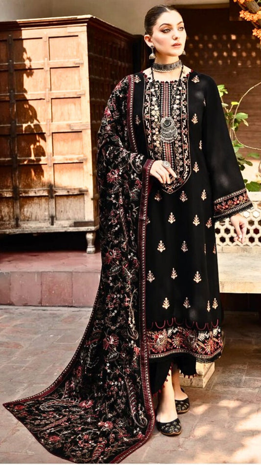 Fully Embroidered 3PC Dress With Dhanak Heavy EMB Shawl - DH010