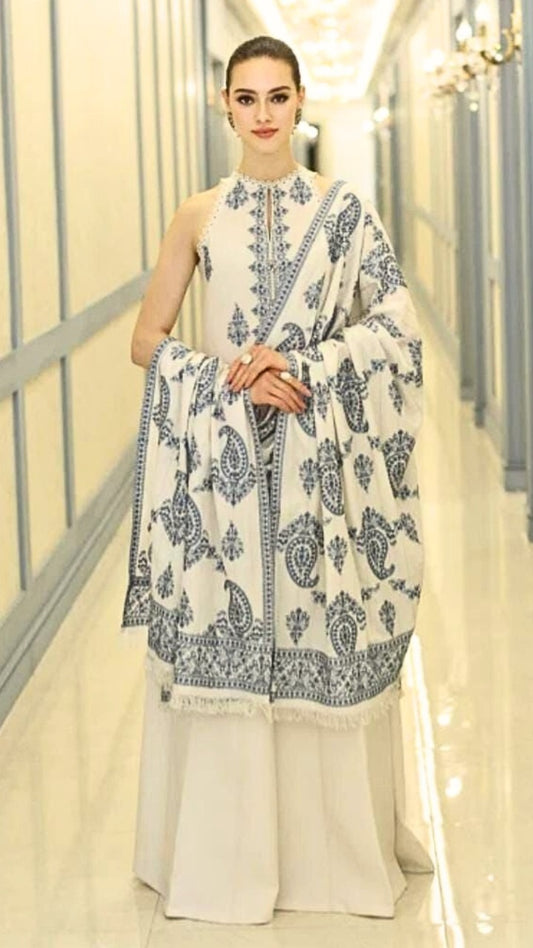 Fully Embroidered 3PC Dress With Dhanak Heavy EMB Shawl - DH011