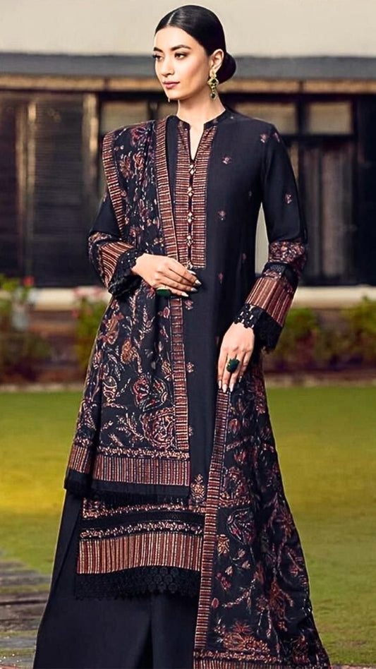 Fully Embroidered 3PC Dress With Dhanak Heavy EMB Shawl - DH024