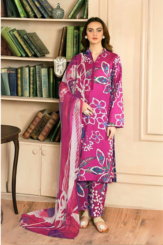 Khaddar Printed 3PC Unstitched With Khaddar Shawl- P113