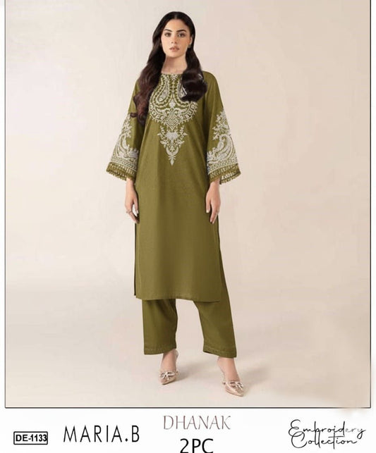 Embroidered 2Pc Dhanak Unstitched Winter Dress With EMB Patches - W632