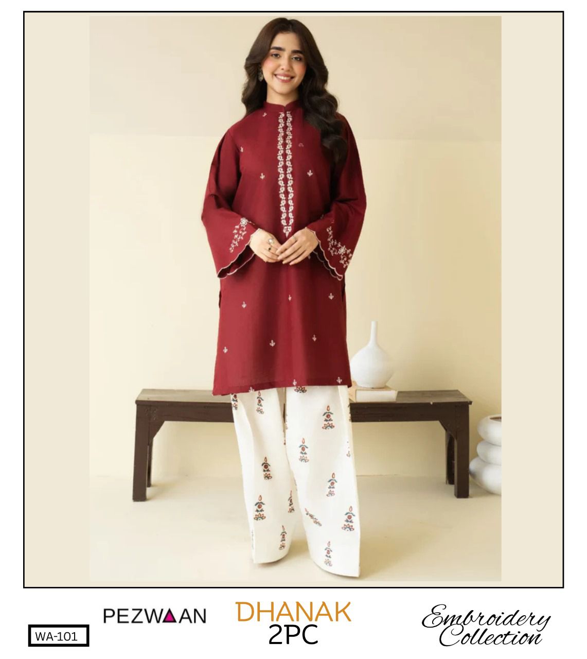 Embroidered 2Pc Dhanak Unstitched Winter Dress With EMB Patches - WA-101