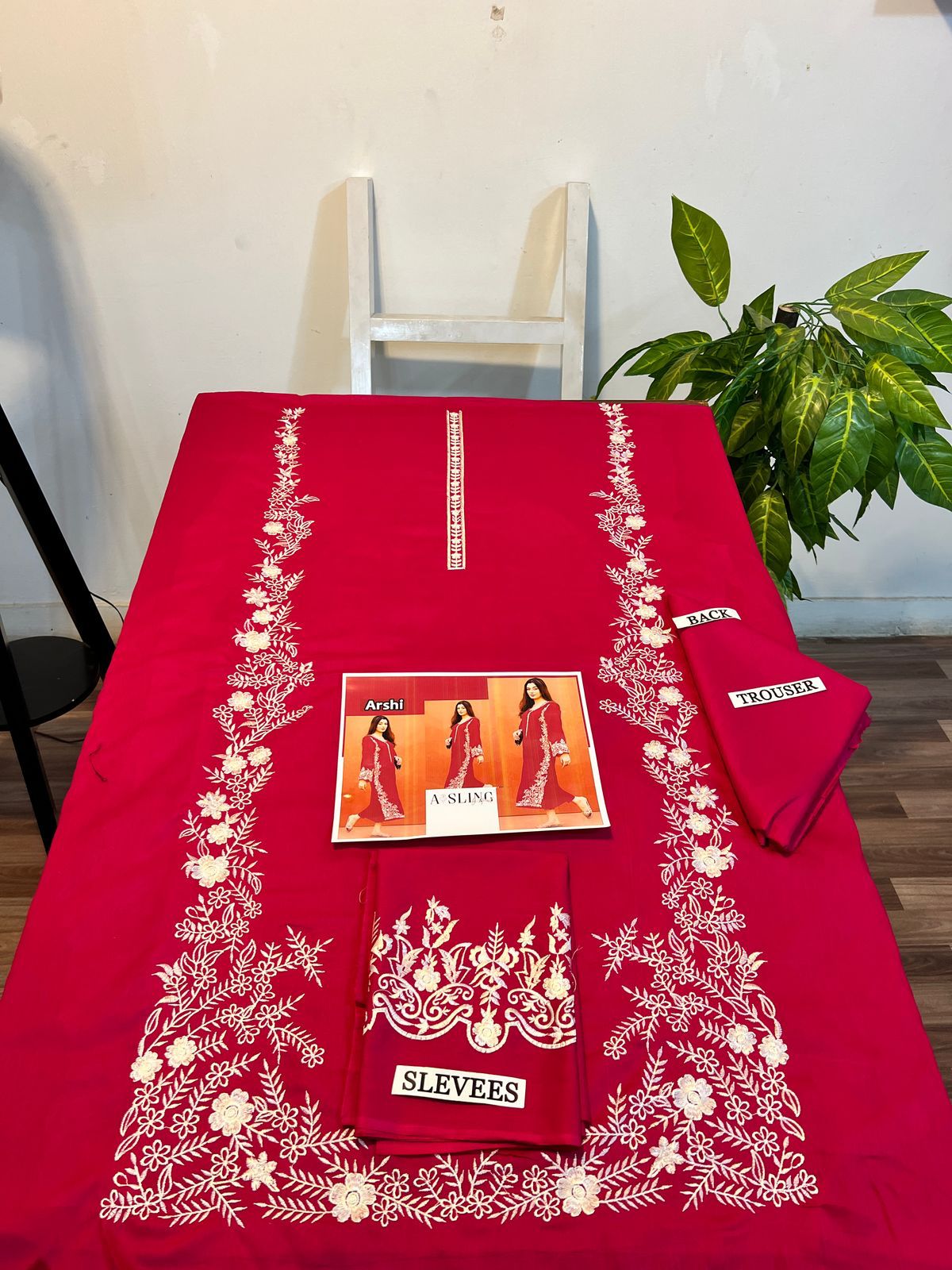 Embroidered 2Pc Dhanak Unstitched Winter Dress With EMB Patches - W602