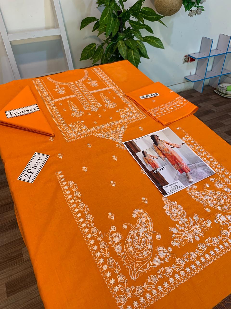 Embroidered 2Pc Dhanak Unstitched Winter Dress With EMB Patches - W1123