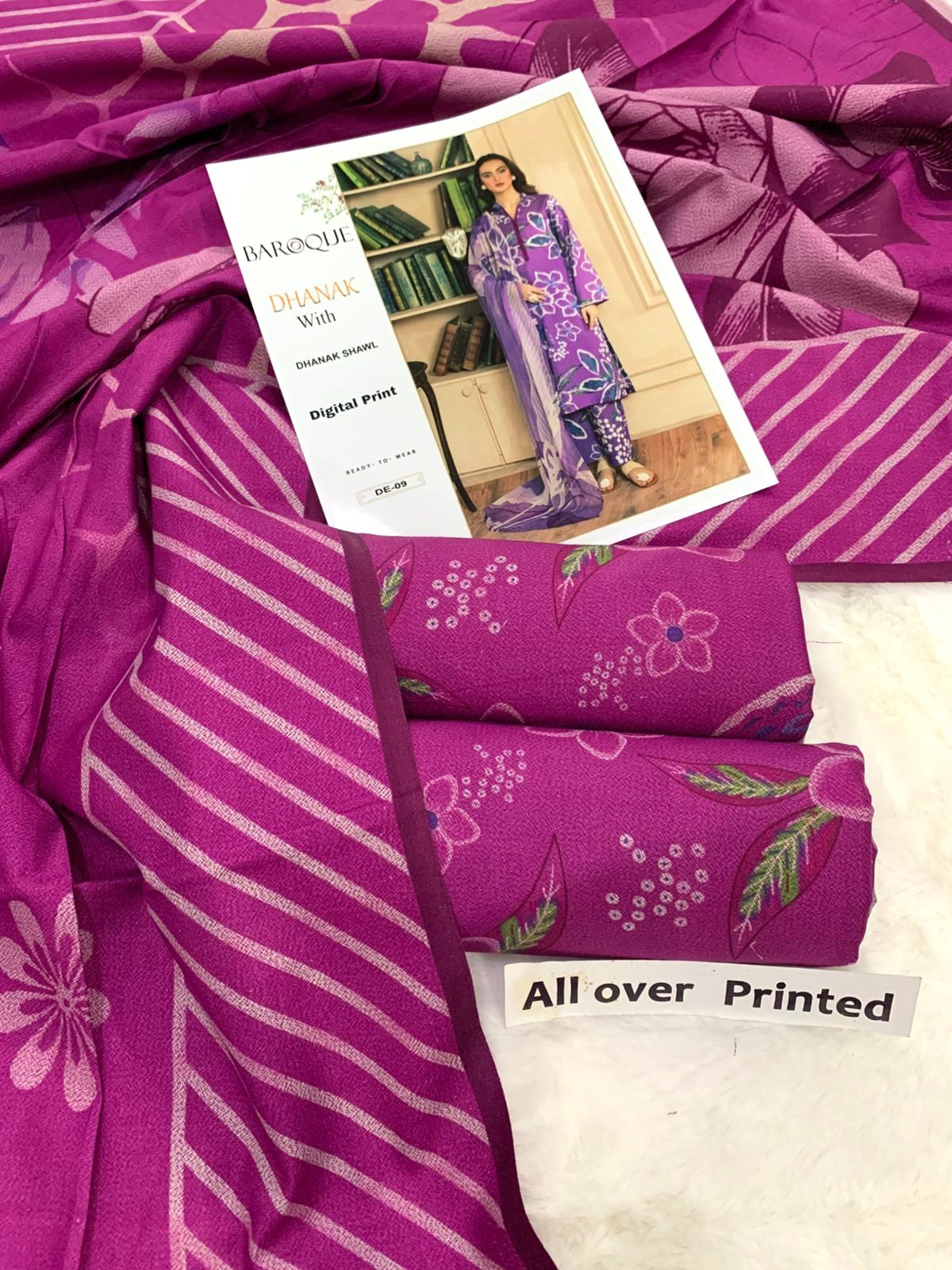 Khaddar Printed 3PC Unstitched With Khaddar Shawl- P113
