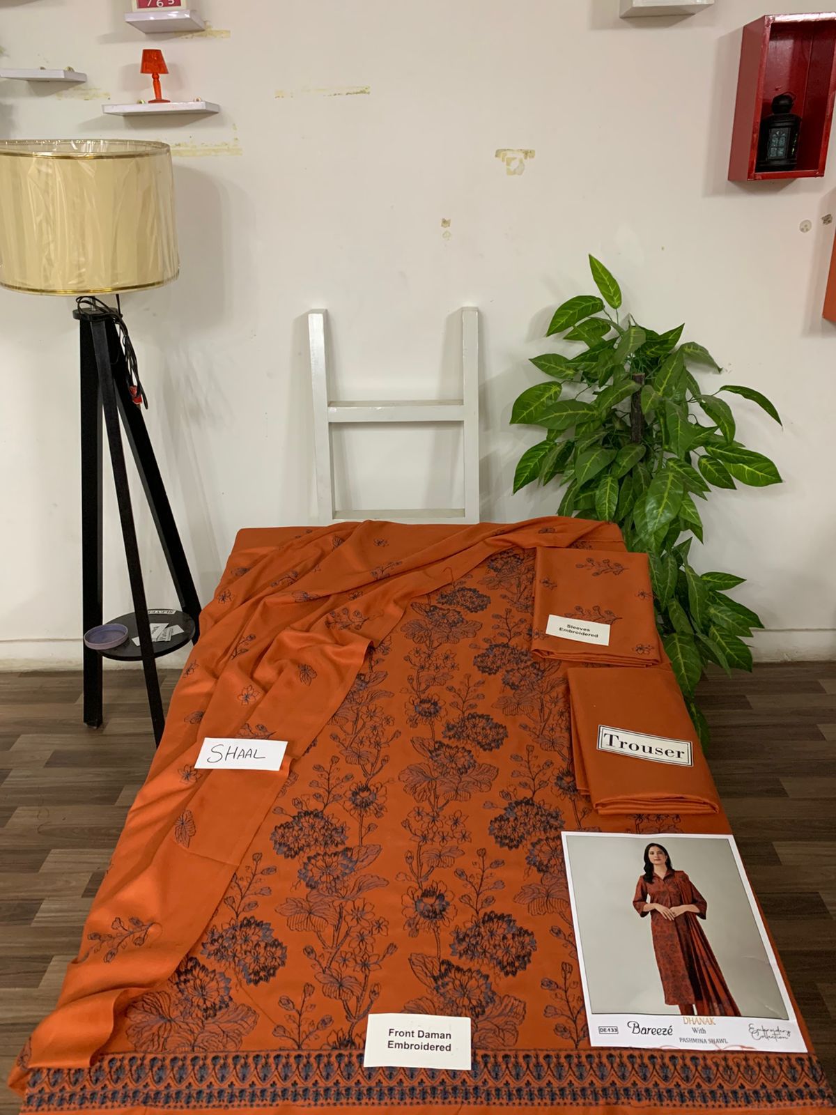 EMB 3PC Dhanak Unstitched Winter Dress With EMB Shawl- W119
