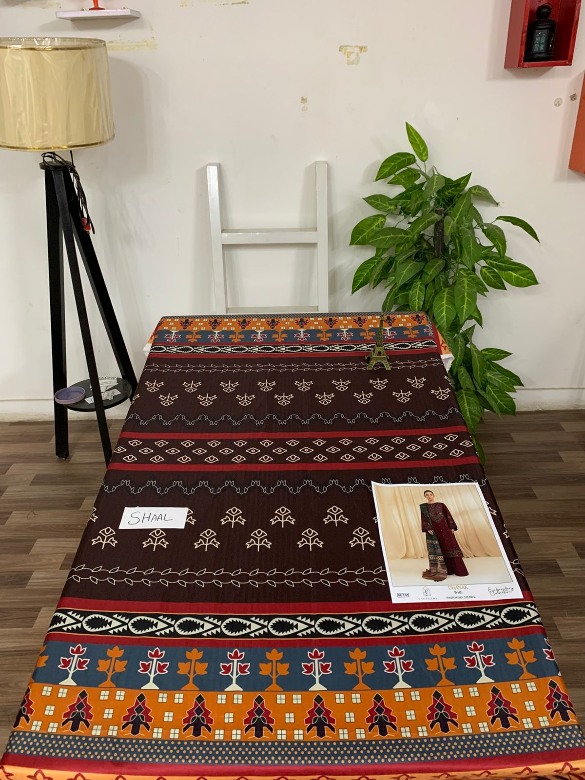 EMB 3PC Dhanak Unstitched Winter Dress With Printed Shawl- W120