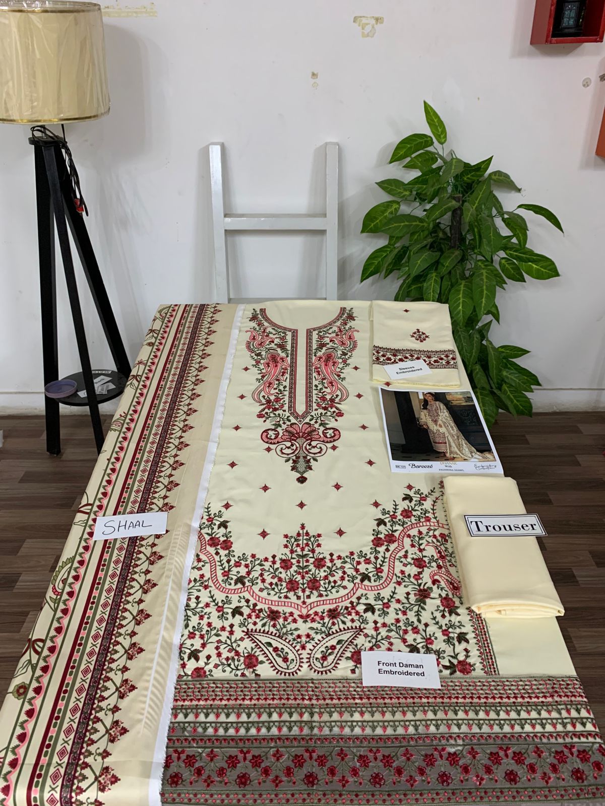 EMB 3PC Dhanak Unstitched Winter Dress With Printed Shawl- W121