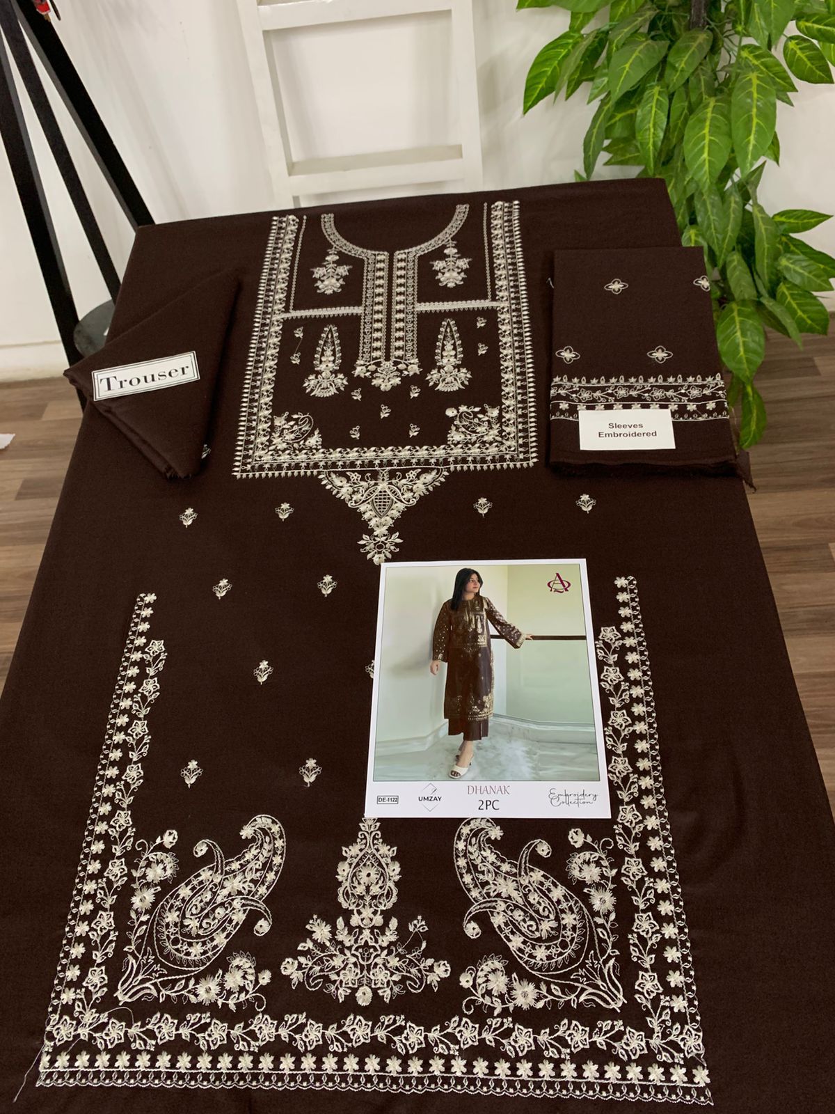 Embroidered 2Pc Dhanak Unstitched Winter Dress With EMB Patches - W623