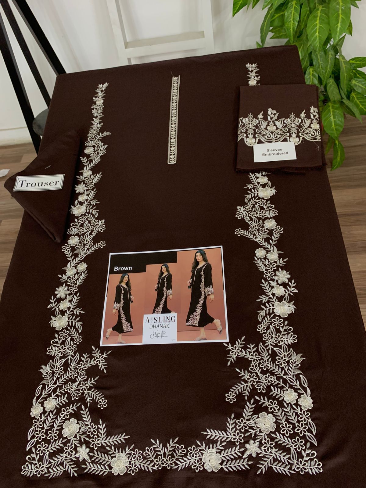 Embroidered 2Pc Dhanak Unstitched Winter Dress With EMB Patches - W625