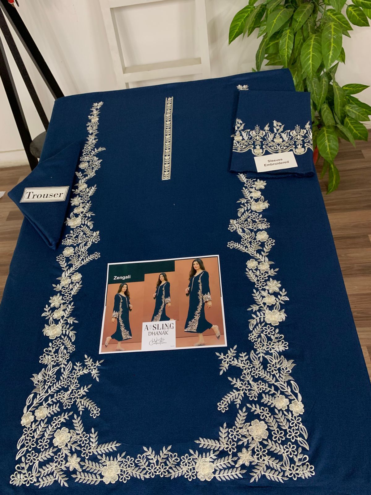 Embroidered 2Pc Dhanak Unstitched Winter Dress With EMB Patches - W624