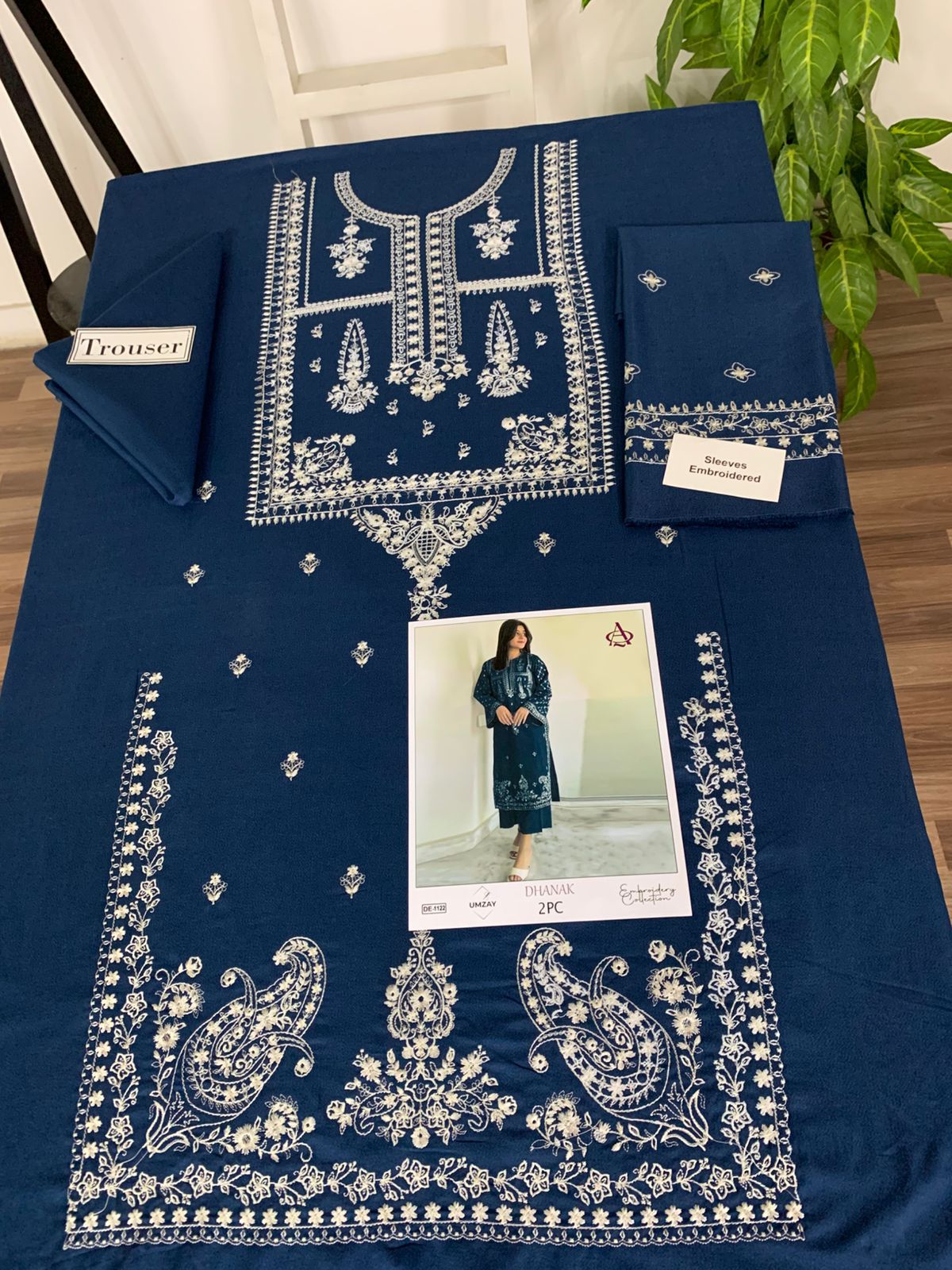 Embroidered 2Pc Dhanak Unstitched Winter Dress With EMB Patches - W622