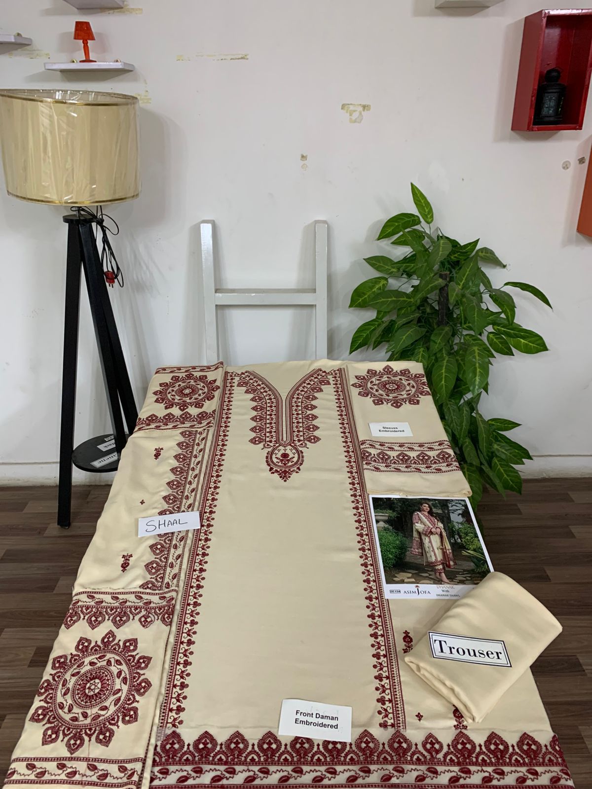 EMB 3PC Dhanak Unstitched Winter Dress With EMB Shawl- W123