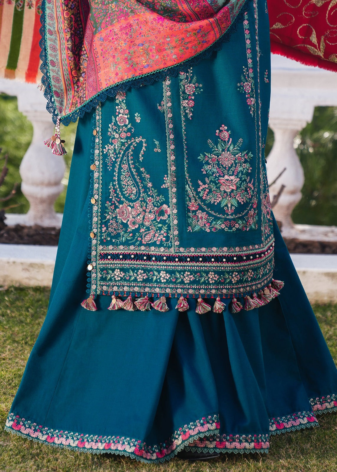 EMB 3PC Dhanak Unstitched Winter Dress With Printed Shawl- W125