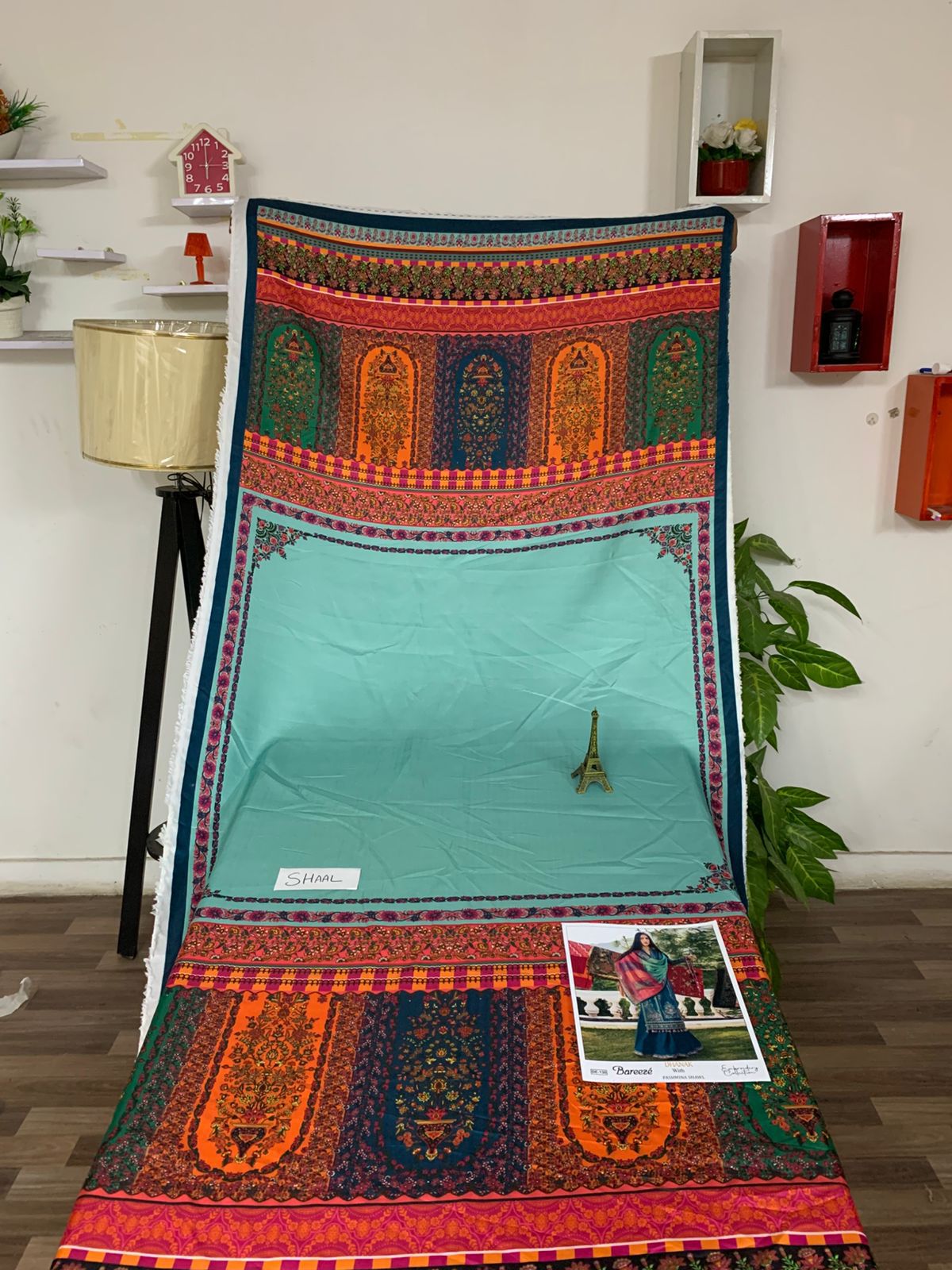 EMB 3PC Dhanak Unstitched Winter Dress With Printed Shawl- W125