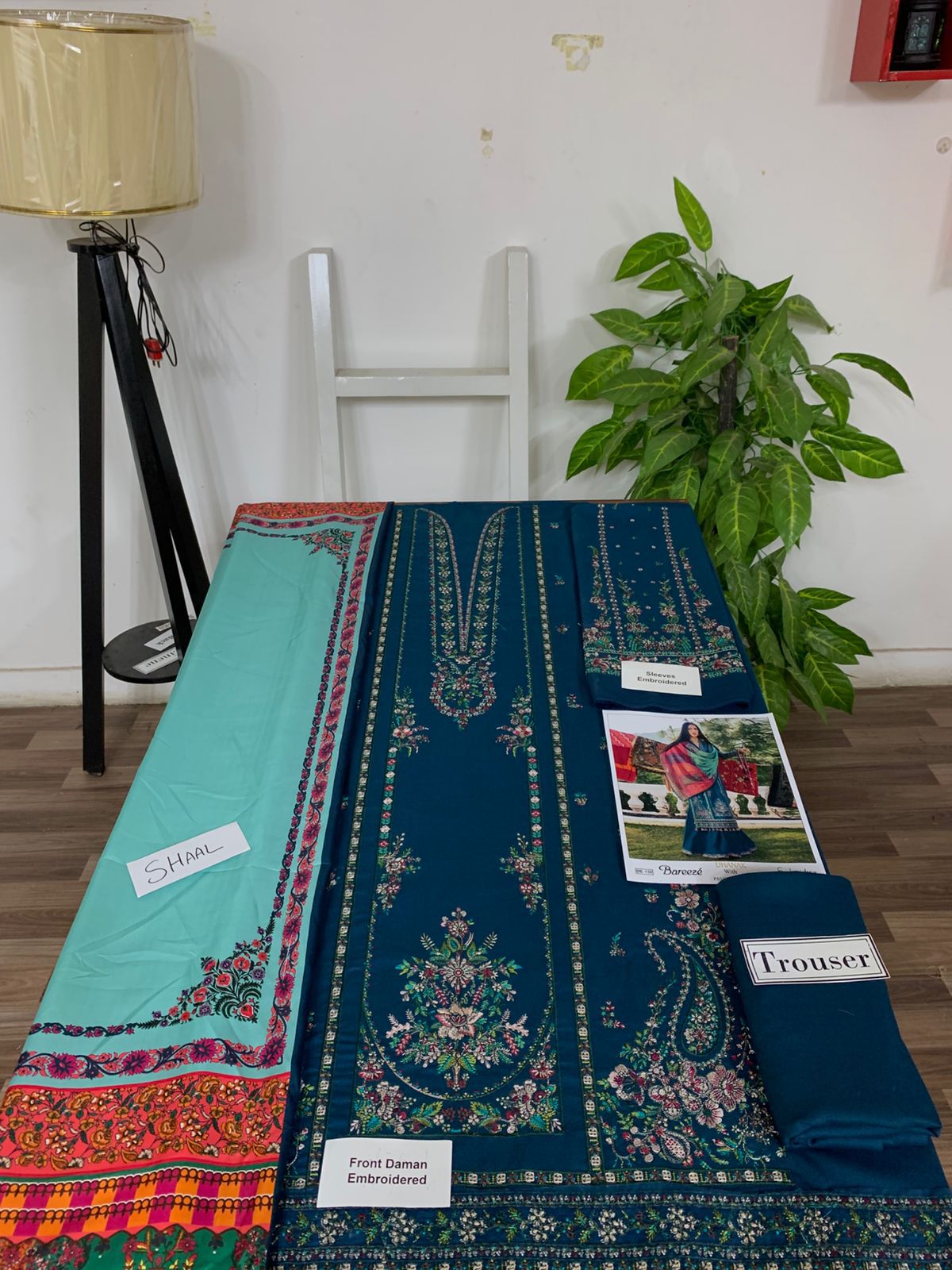 EMB 3PC Dhanak Unstitched Winter Dress With Printed Shawl- W125