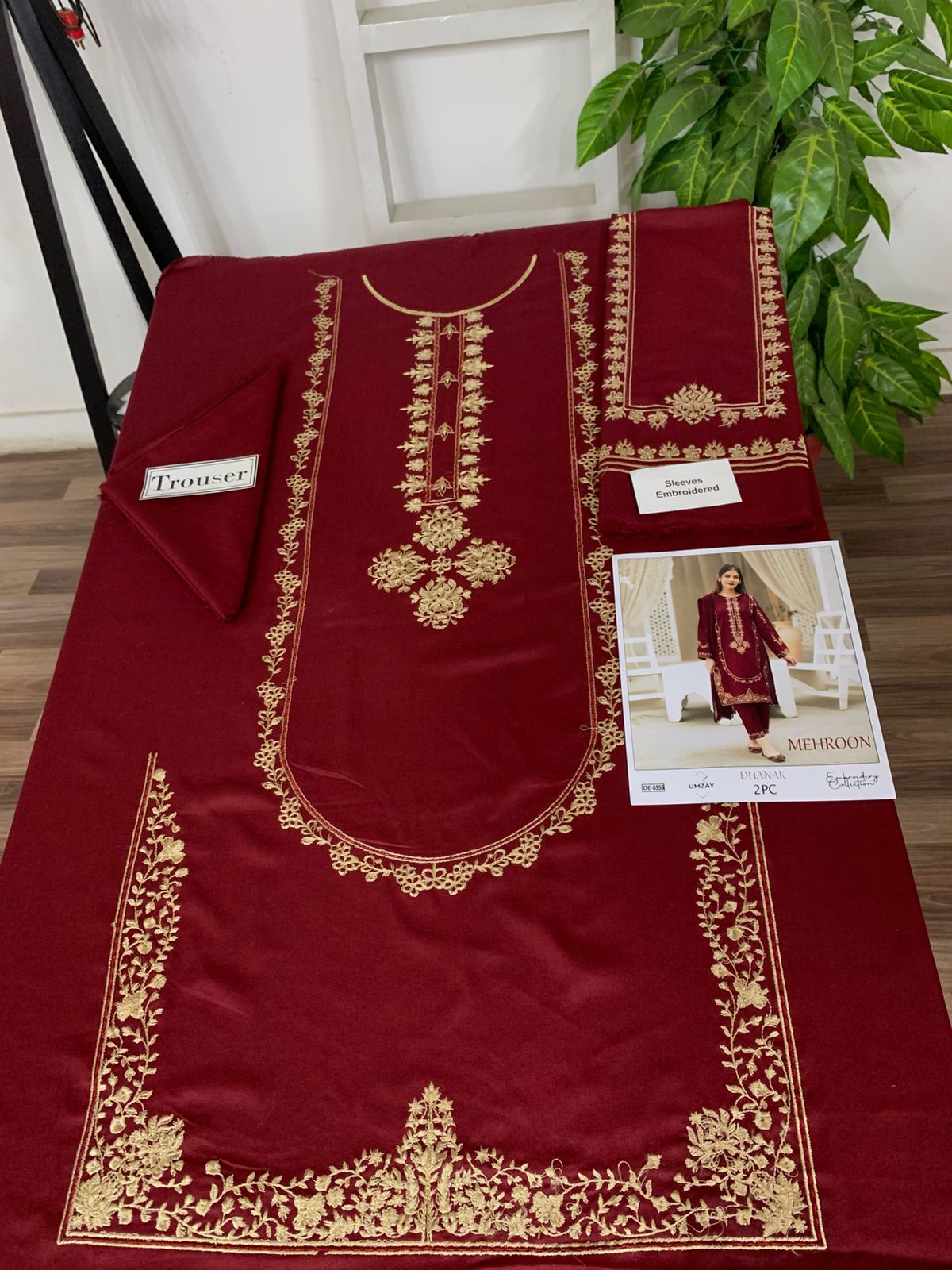 Embroidered 2Pc Dhanak Unstitched Winter Dress With EMB Patches - DE-55M