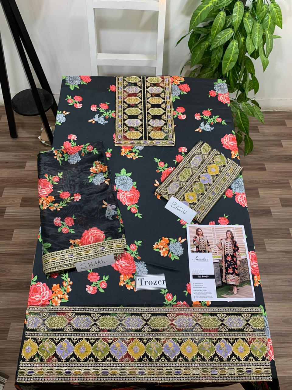 Heavy EMB 3PC Winter Dress With EMB Silk Dupatta- WQ103