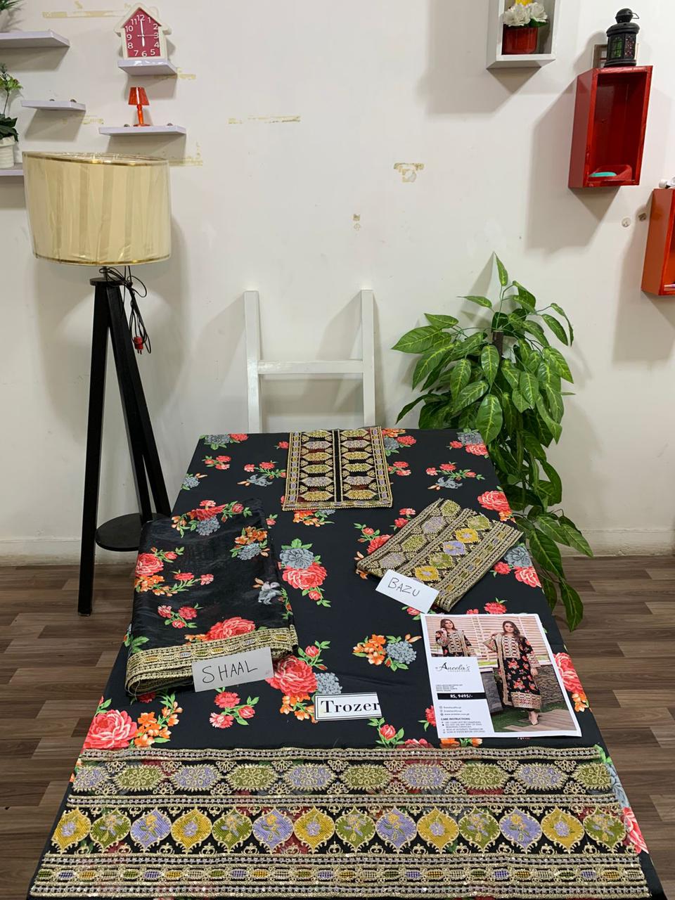 Heavy EMB 3PC Winter Dress With EMB Silk Dupatta- WQ103