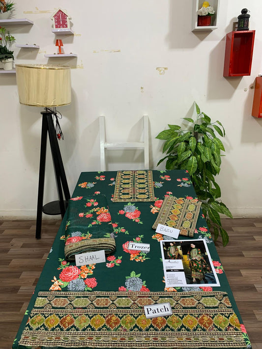 Heavy EMB 3PC Winter Dress With EMB Silk Dupatta- WQ104A