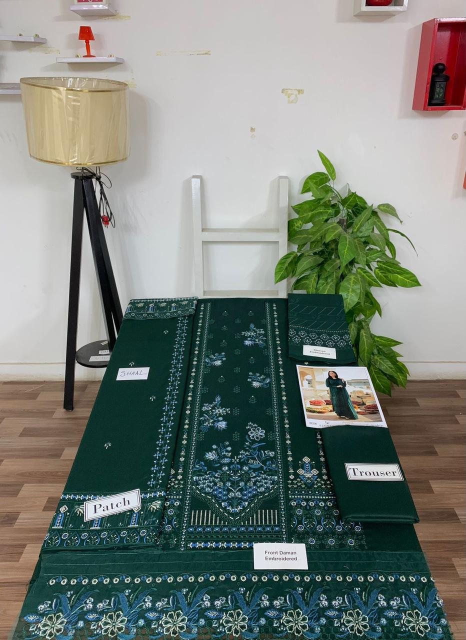 EMB 3PC Dhanak Unstitched Winter Dress With EMB Shawl- DE-138