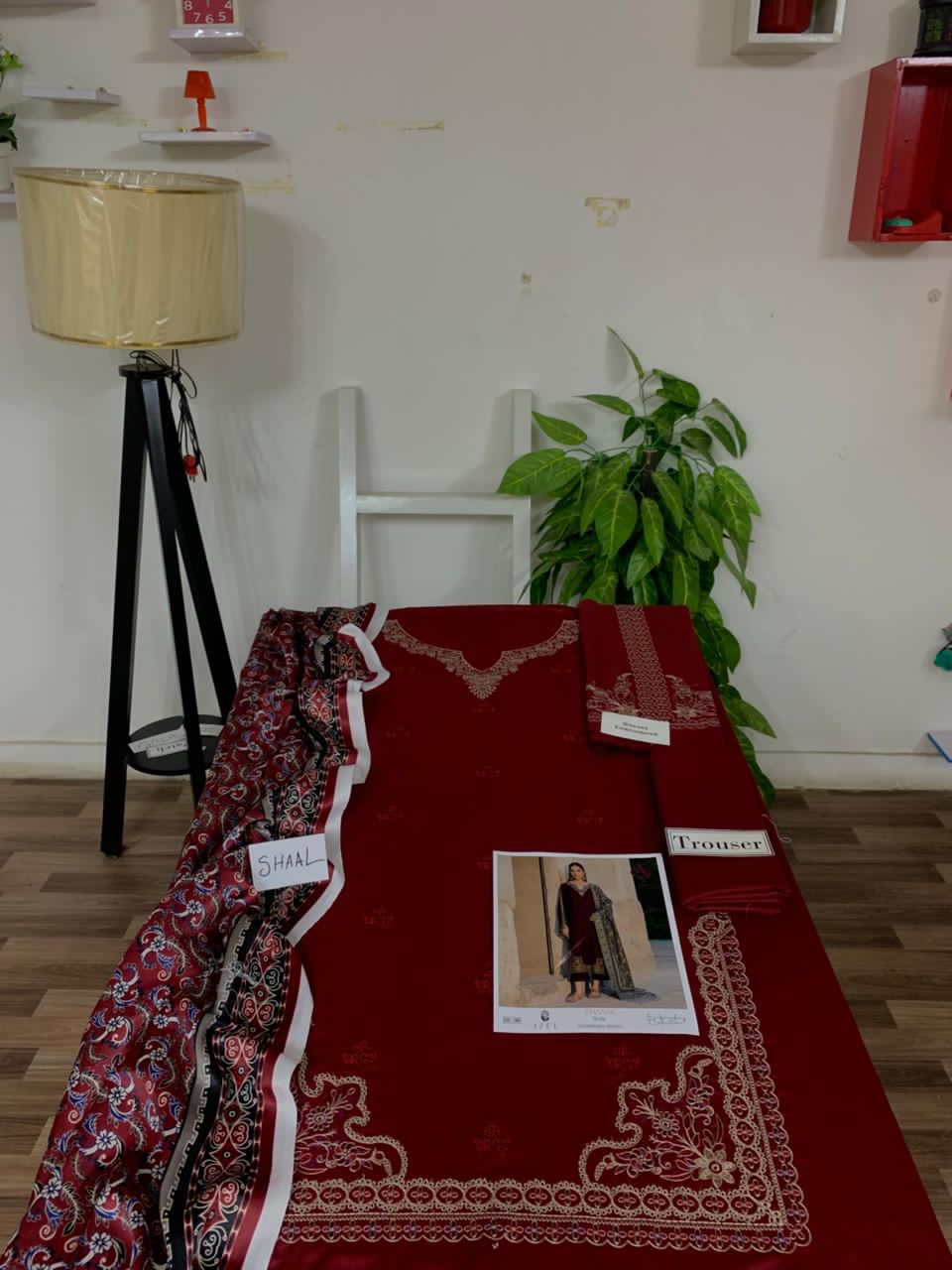 EMB 3PC Unstitched Winter Dress With Pashmina Printed Shawl- DE-140