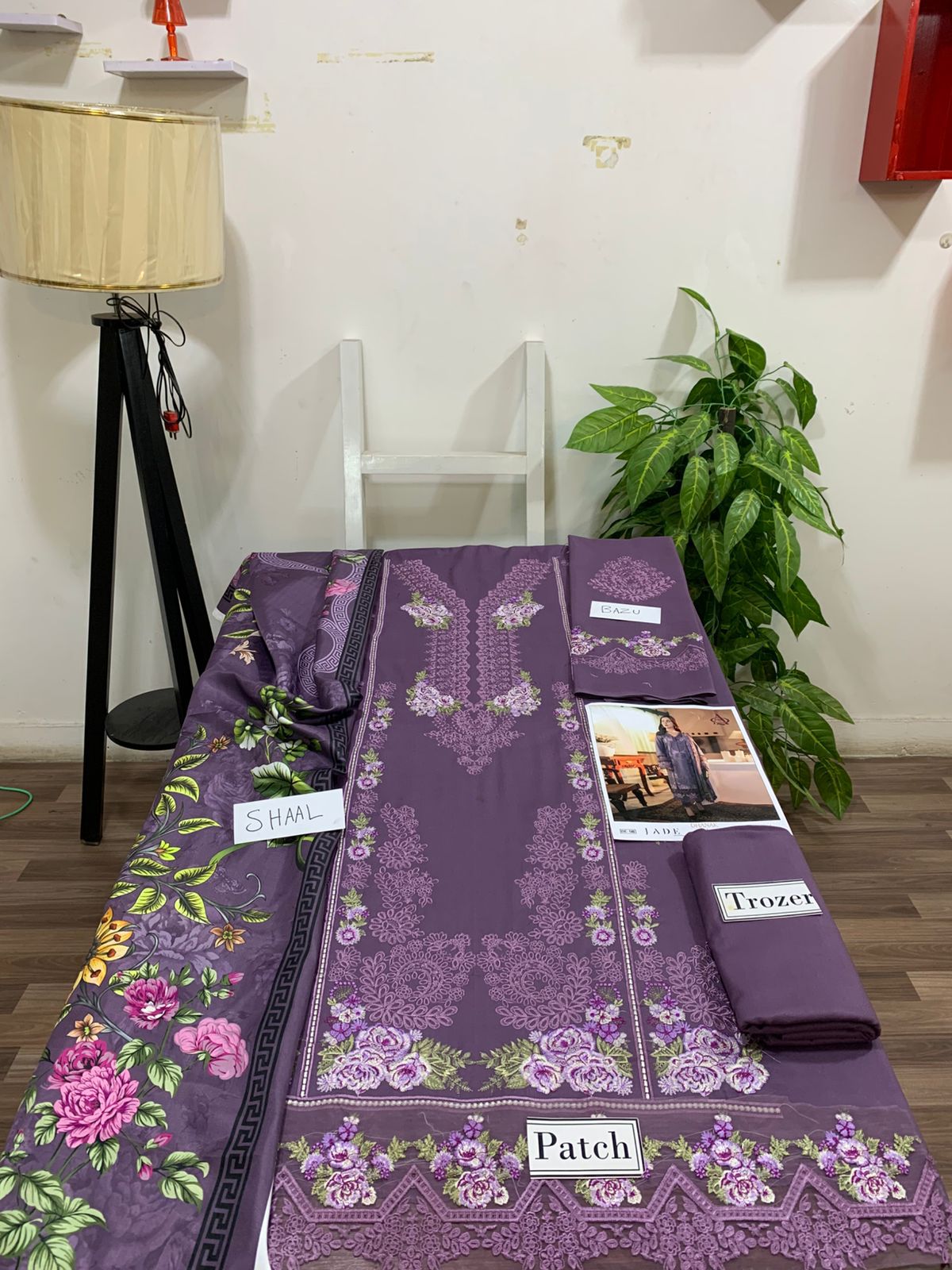 EMB 3PC Unstitched Winter Dress With Pashmina Printed Shawl- DE-146