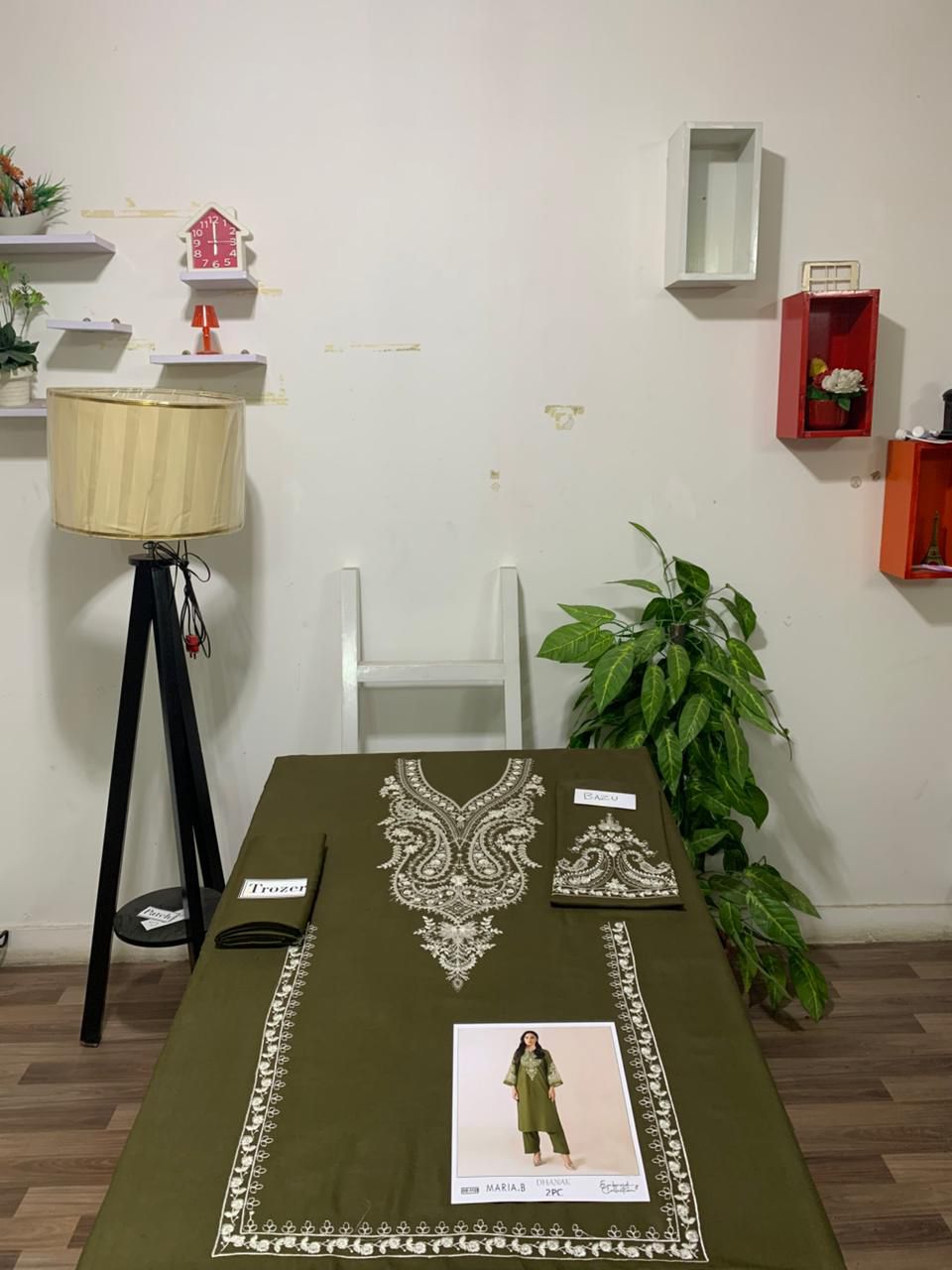 Embroidered 2Pc Dhanak Unstitched Winter Dress With EMB Patches - W632