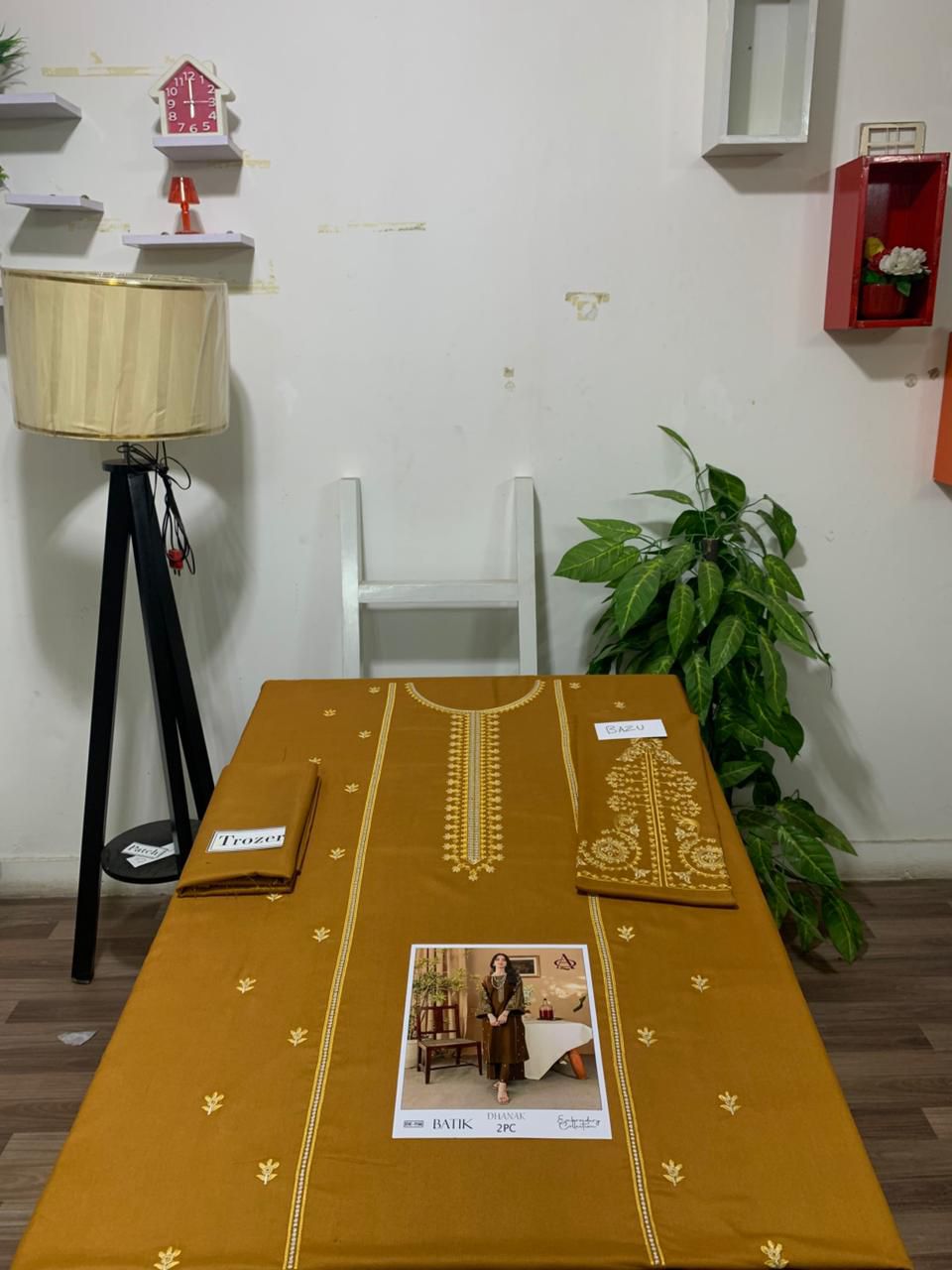 Embroidered 2Pc Dhanak Unstitched Winter Dress With EMB Patches - W633