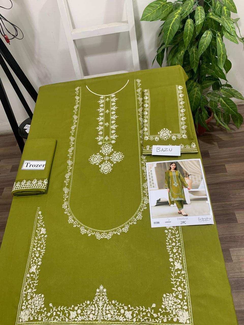 Embroidered 2Pc Dhanak Unstitched Winter Dress With EMB Patches - DE-55N