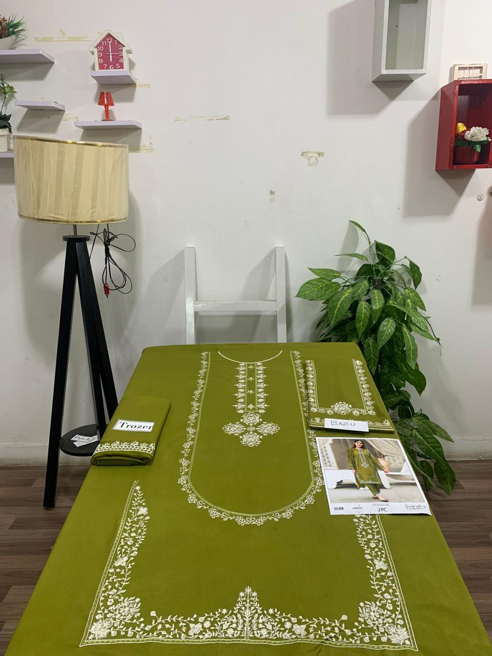 Embroidered 2Pc Dhanak Unstitched Winter Dress With EMB Patches - DE-55N