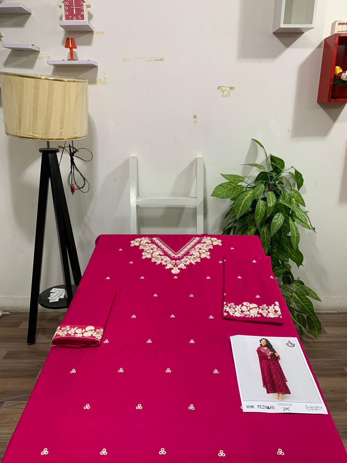 Embroidered 2Pc Dhanak Unstitched Winter Dress With EMB Patches - W635