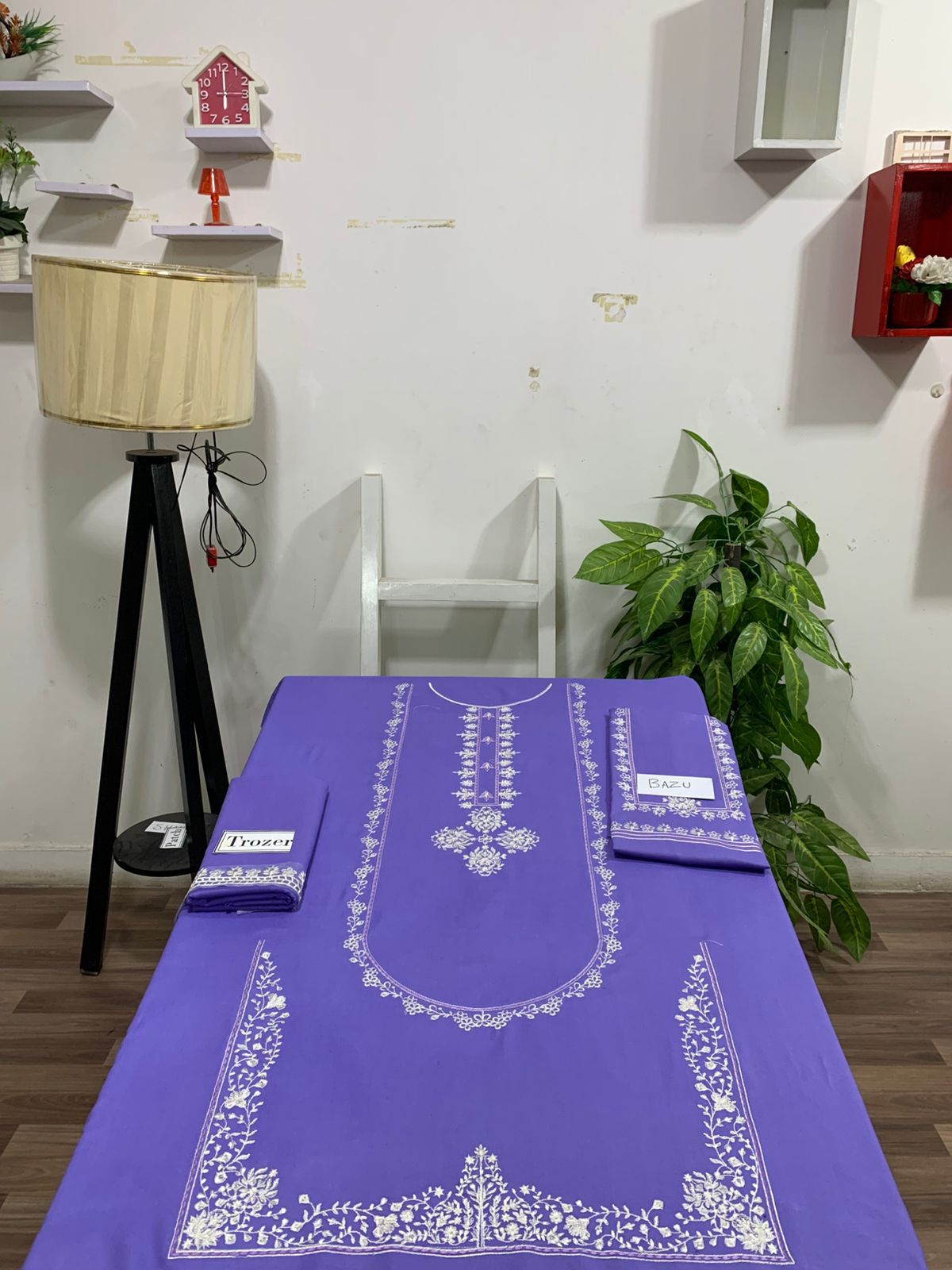 Embroidered 2Pc Dhanak Unstitched Winter Dress With EMB Patches - W634