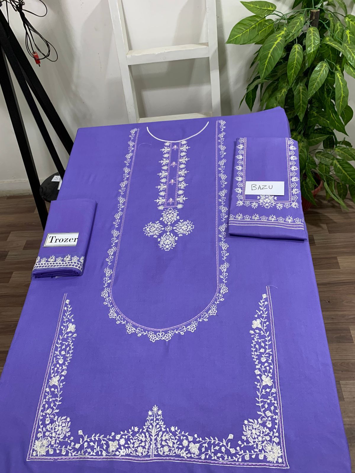 Embroidered 2Pc Dhanak Unstitched Winter Dress With EMB Patches - W634