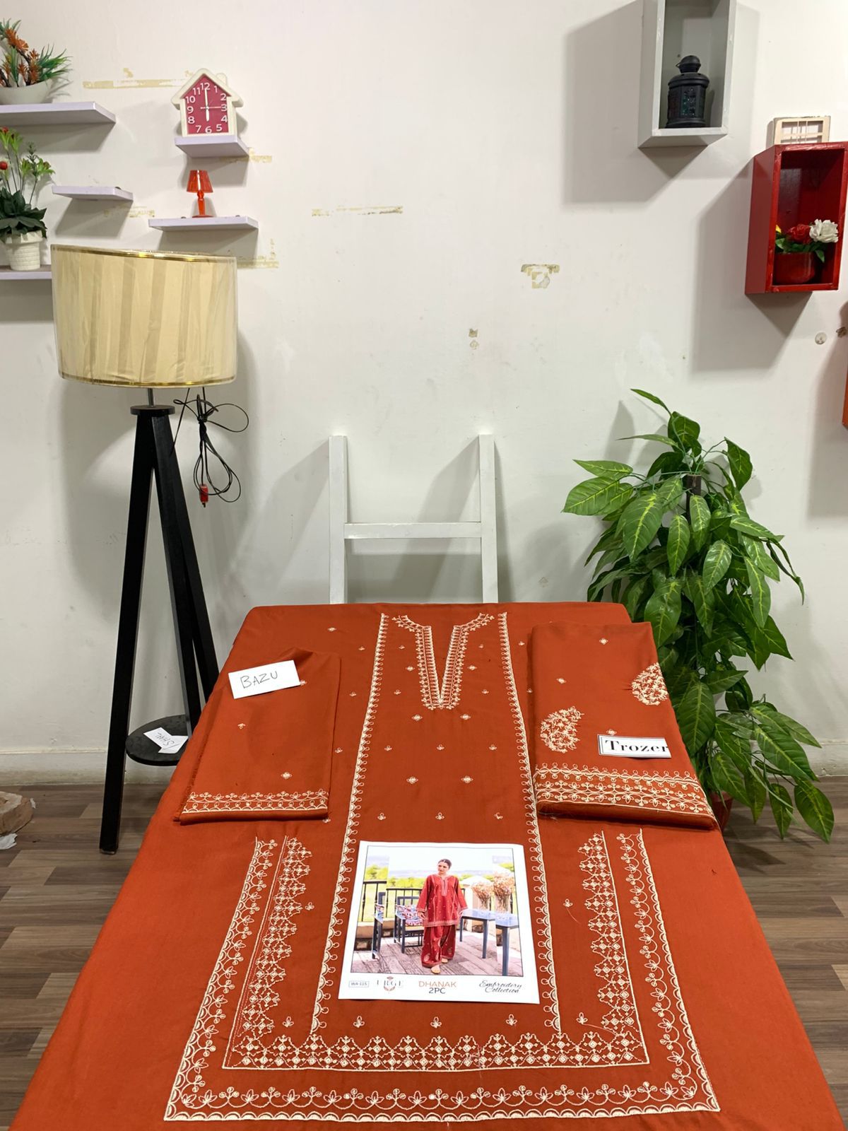 Embroidered 2Pc Dhanak Unstitched Winter Dress With EMB Patches - W638