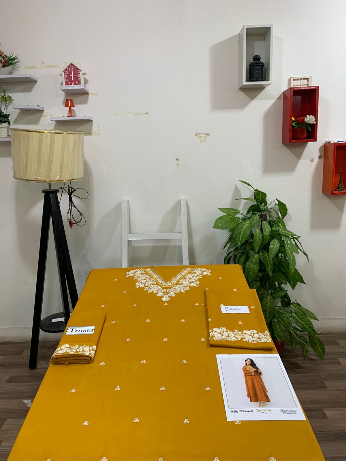 Embroidered 2Pc Dhanak Unstitched Winter Dress With EMB Patches - W636