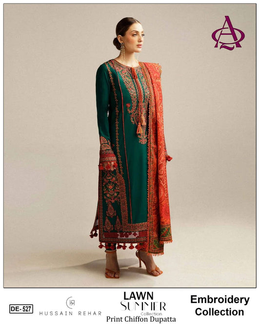 Emb 3PC Lawn Summer Dress With Silk Printed Dupatta - DE-527
