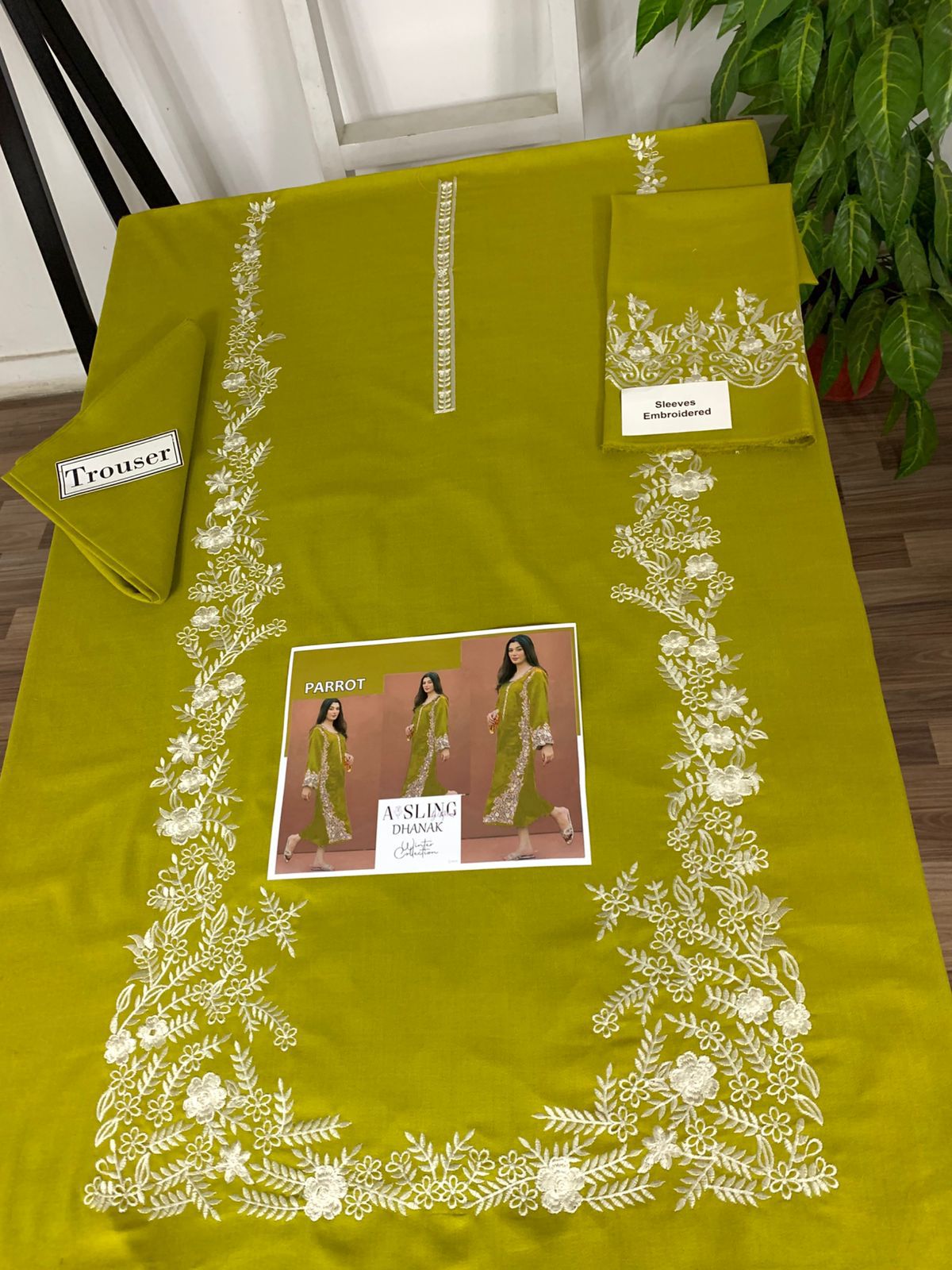 Embroidered 2Pc Dhanak Unstitched Winter Dress With EMB Patches - W627